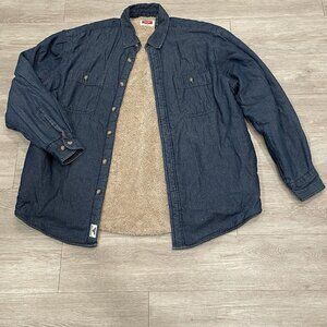 Wrangler Denim Jacket Mens Large Blue Y2K Sherpa layering Streetwear Cabin core